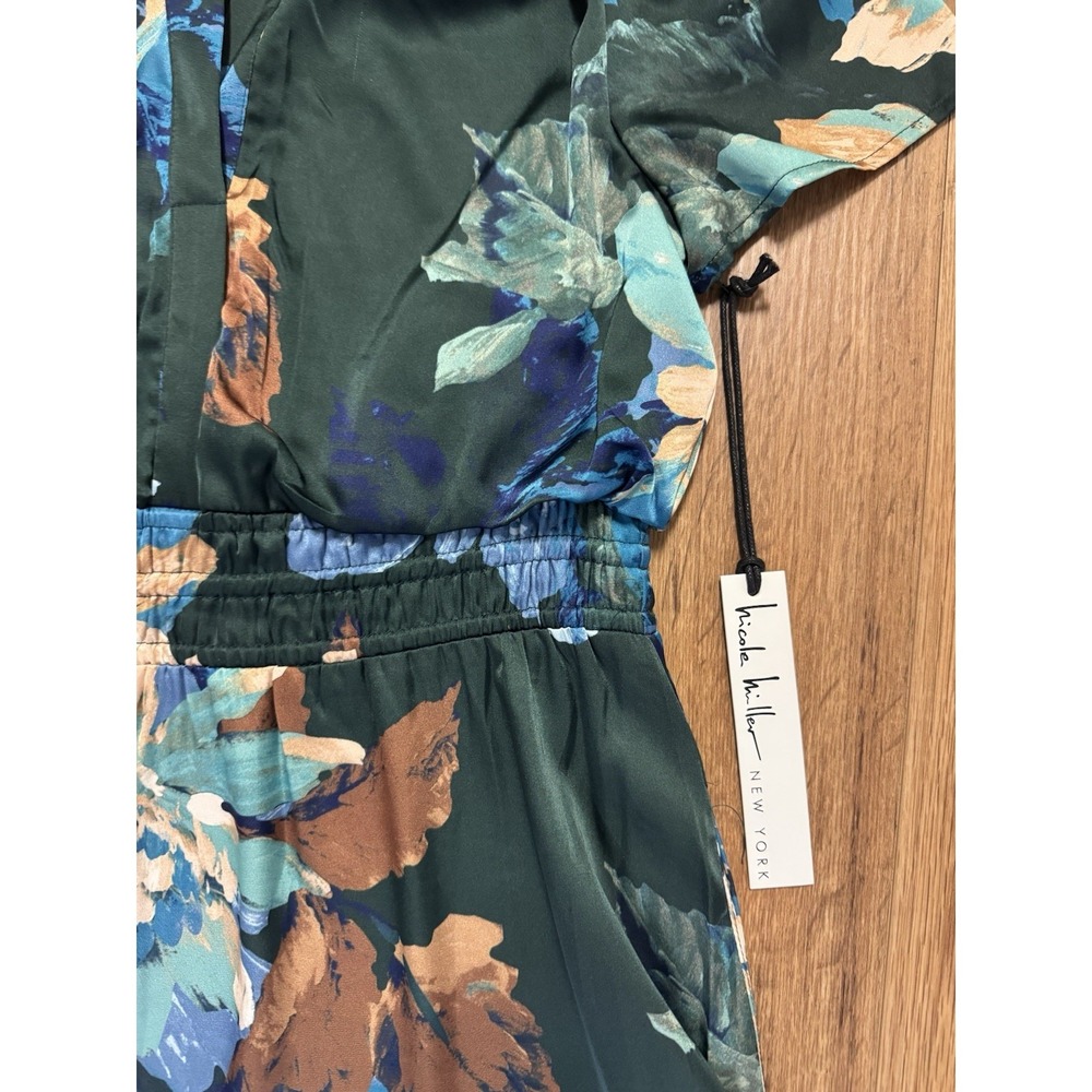 Nicole Miller New York Women's Floral Maxi Dress Sz S Tiered Boho Green - Picture 3 of 6